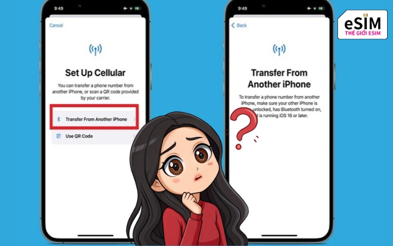 Mã QR chỉ quét được một lần, do đó bạn không thể đổi eSIM sang máy khác